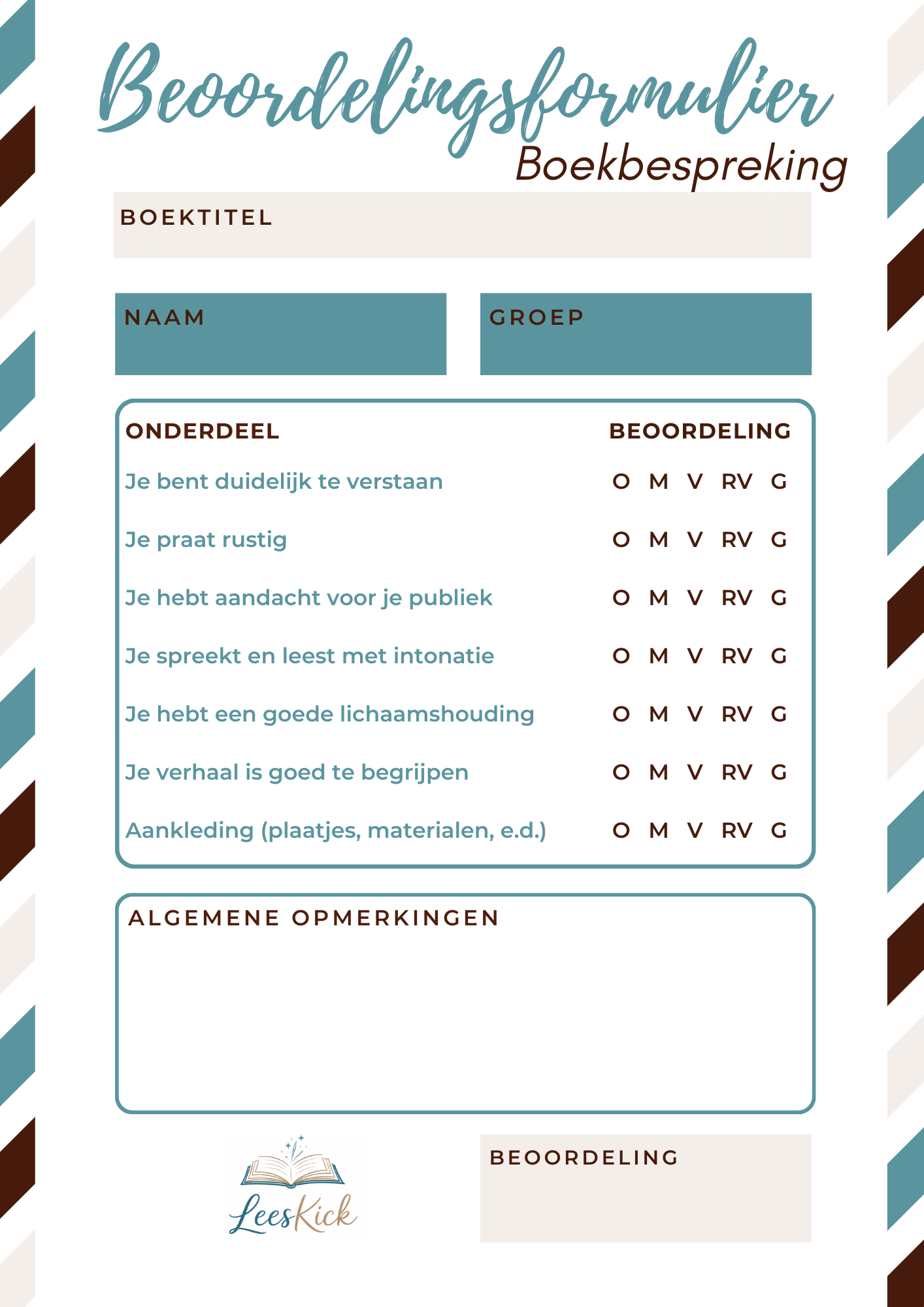Beoordelingsformulier boekbespreking